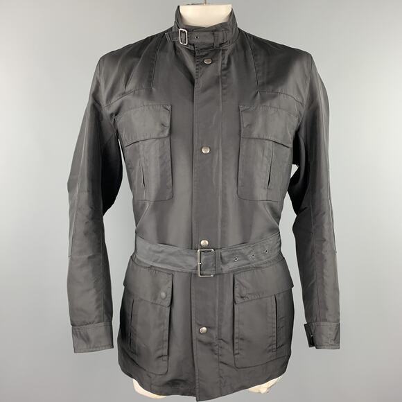 JIL SANDER Size 44 Black Poliammide Zip & Snaps Belted Jacket - Picture 1 of 6